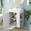 Meuble-lavabo blanc 21,6 po, armoire combinée, meuble de rangement pour salle de bain, lavabo simple en céramique, rangement sur le côté droit-121615269
