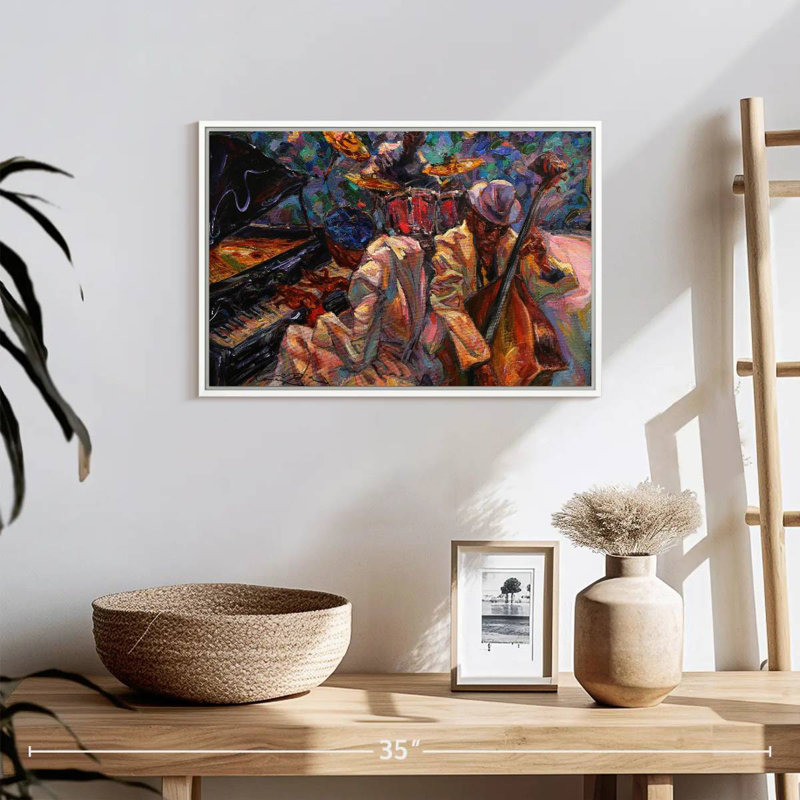 Jazz Band, Cadre flottant blanc, 19 po x 13 po