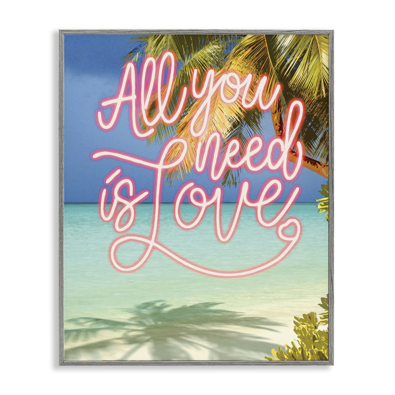«Tropical All You Need Is Love», giclée encadrée par Amber Sterling, H 30 po x l 24 po, Estampe numérique Farmhouse