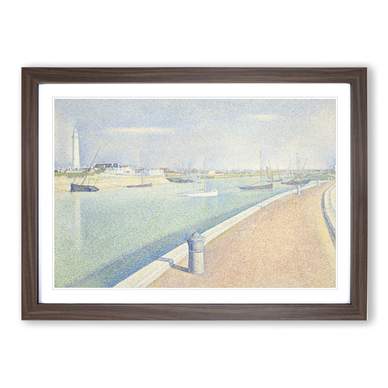 The Channel at Gravelines Vol.1 by Georges Seurat - Picture Frame Painting, 48cm H x 65cm W x 2cm D, Walnut Framed