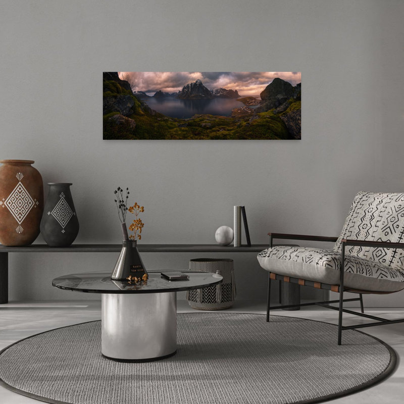 Art mural paysage côtier de Lofoten, H 12 po x l 36 po
