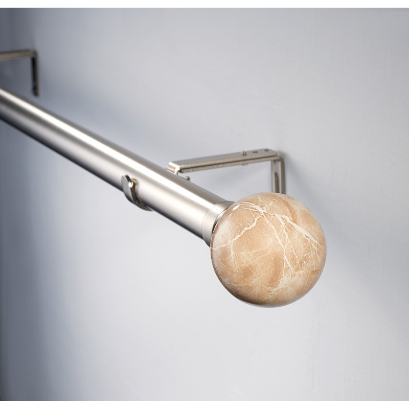 Ensemble de tringle à rideaux double fenêtre Linen Avenue - Travertin, nickel brossé, H 3,5 po x l 48 po x P 5 po