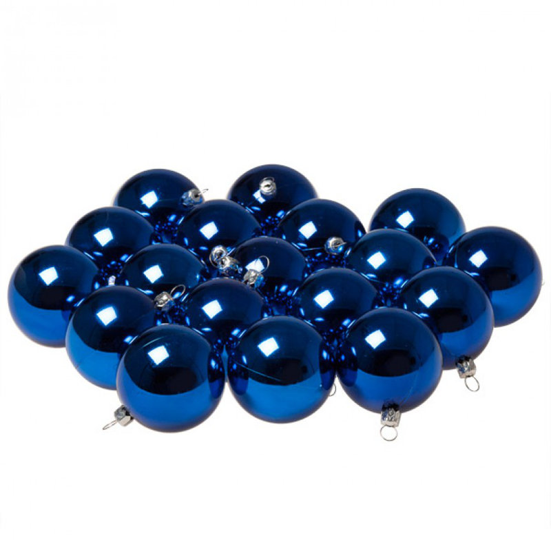 Bauble, Electric Blue Shiny, 4cm H x 4cm W x 4cm D