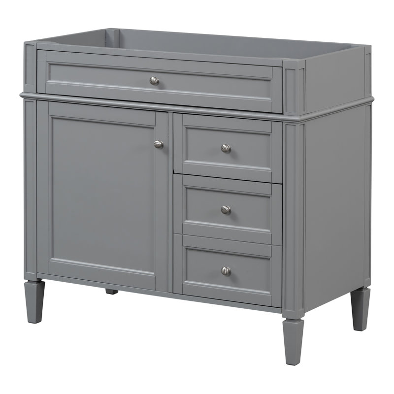 Armoire de rangement de salle de bain de style moderne avec 2 tiroirs et un tiroir basculant, Gris