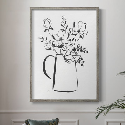 «Sketchy Bouquet I», reproduction encadrée - bois massif 46911