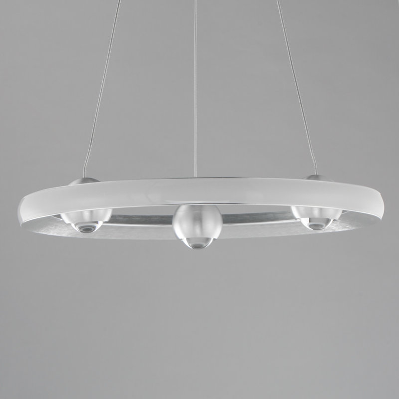 Luminaire suspendu 1 lumière, Aluminium brossé, H 2,75 po x l 18 po x P 18 po