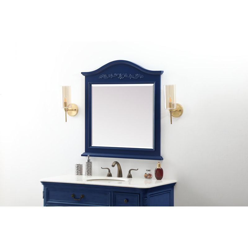 Wixom Wood Flat Wall Mirror, Blue