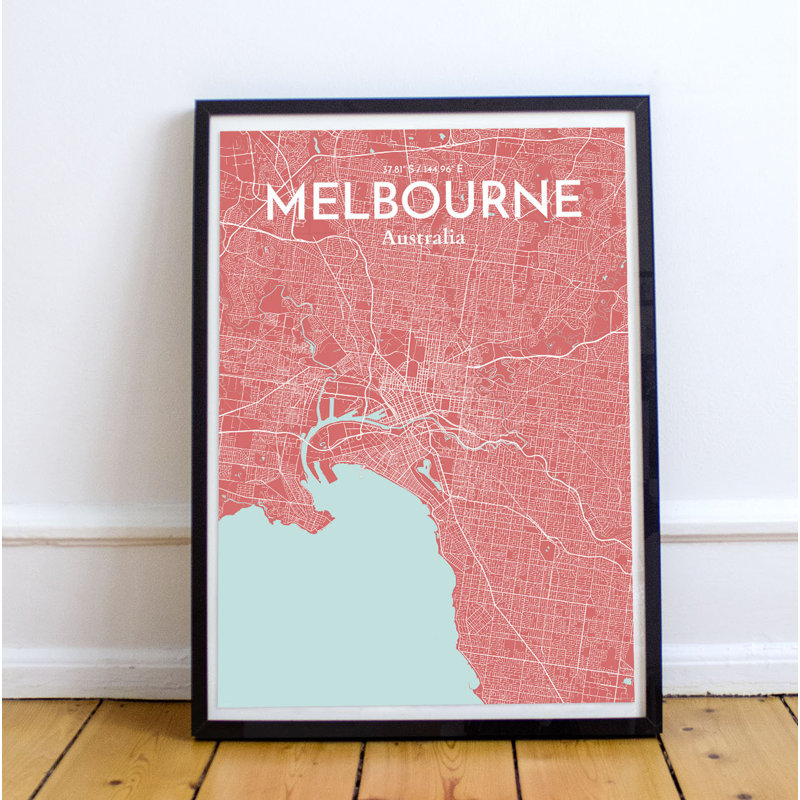 Melbourne City Map - No Frame Print, 50.8cm H x 40.6cm W x 0.13cm D x 0.13cm D