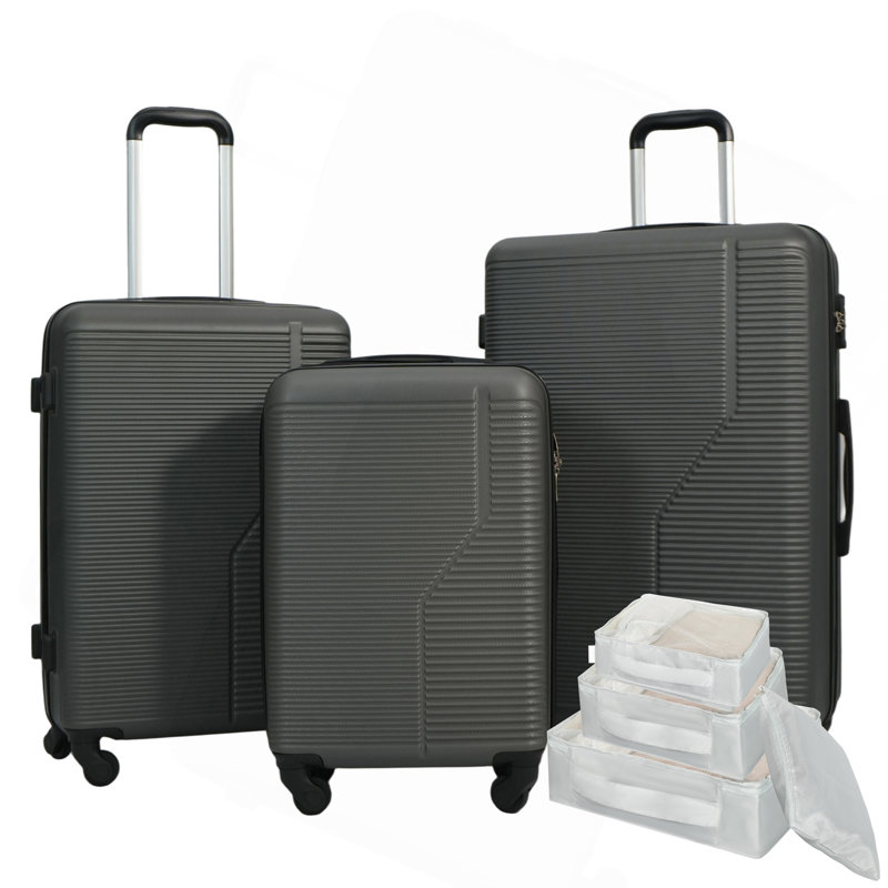 Ensemble de 7 valises en ABS léger et durable avec roulettes pivotantes, verrou TSA, (20/24/28)