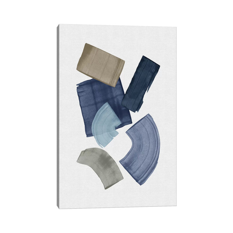 Blue And Brown Paint Blocks - Wrapped Canvas Painting, 66.04 cm H x 45.72 cm W