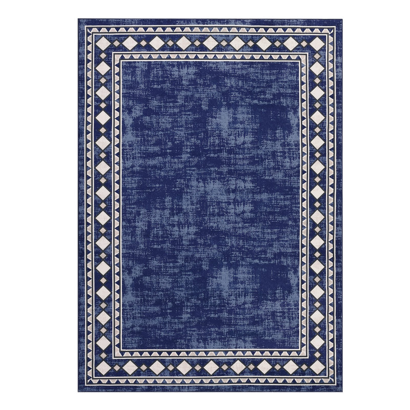 Washable Modern Carpet Chic Bordered Area Rugs for Dining Room, Rectangle 8' x 10'