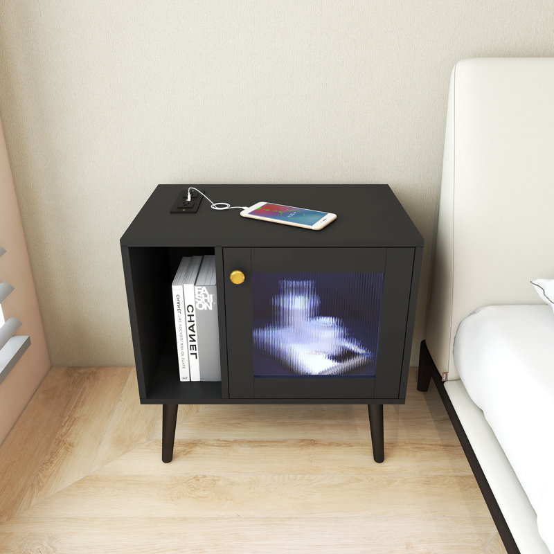 Modern LED End Table With Charging Station