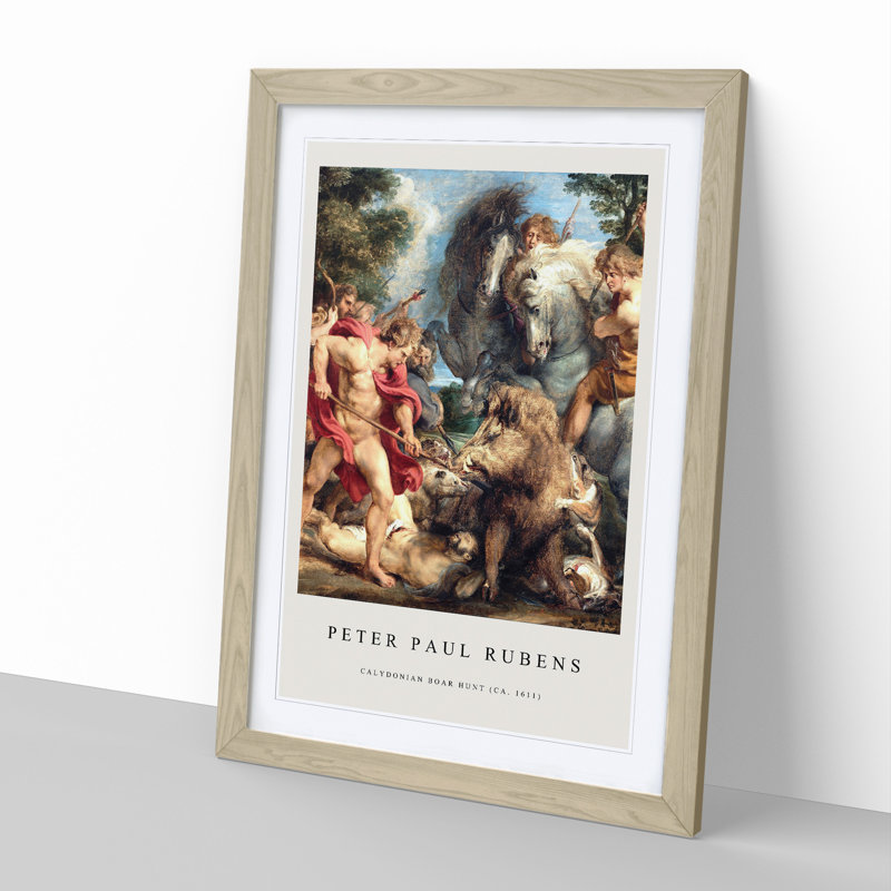 Attack by Peter Paul Rubens - Picture Frame Graphic Art, Oak Framed, 36cm H x 27cm W x 2cm D