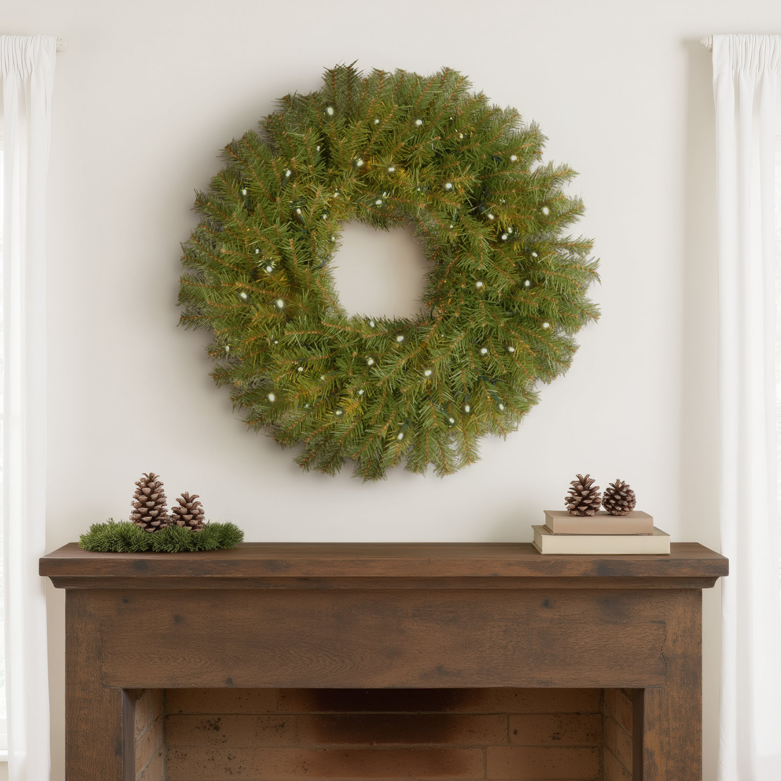 Norwood Fir Pre-Lit Wreath, 4.50" H x 24" W x 24" D