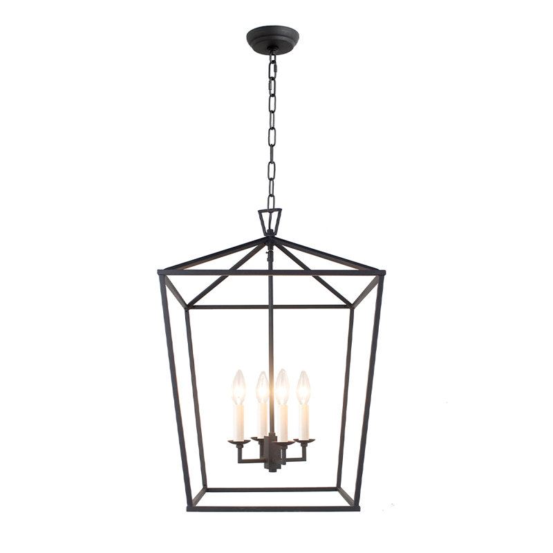 Lustre géométrique à 4 lumières Neslisah, Noir, H 24,41 po x l 16,93 po x P 16,93 po