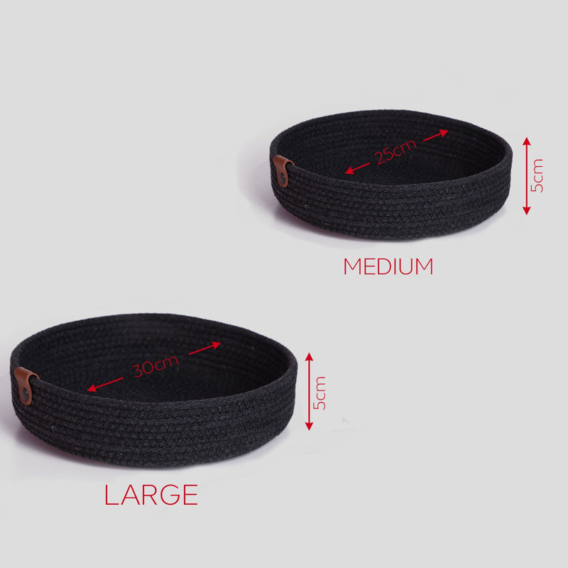 Ensemble de 3 plateaux en coton faits à la main Chong, corde de jute rouge, 9,8 x 9,8 x 2,0 pouces | 100% coton, rangement décoratif élégant et fonctionnel | Parfait pour la décoration intérieure, l'organisation et les cadeaux