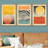 «Abstract Vibrant Color Blocks» Mid-Century Colorful Polygon Collage Abstract Geometric - 3 pièces, ensemble d'art graphique sur toile flottante-75849865-75849864