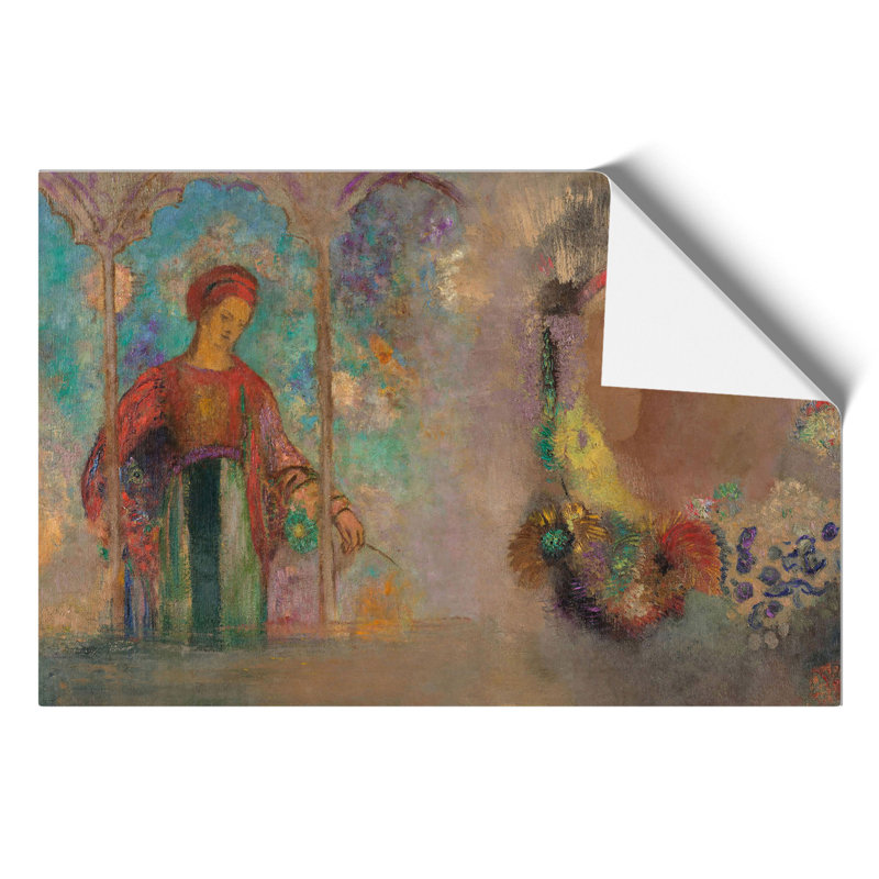Woman In A Gothic Arcade by Odilon Redon - No Frame Painting, 30cm H x 42cm W x 0.1cm D
