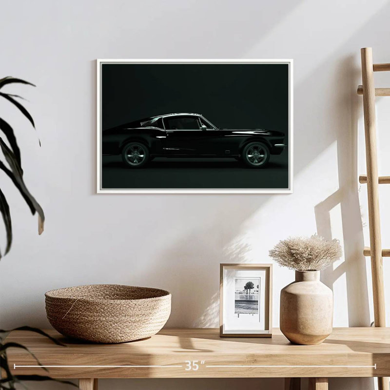 Voiture rétro élégante, Cadre flottant blanc, 19 po x 13 po