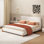 Élégant lit rembourré Boucle, centre de chambre luxueux et confortable, grand lit, blanc