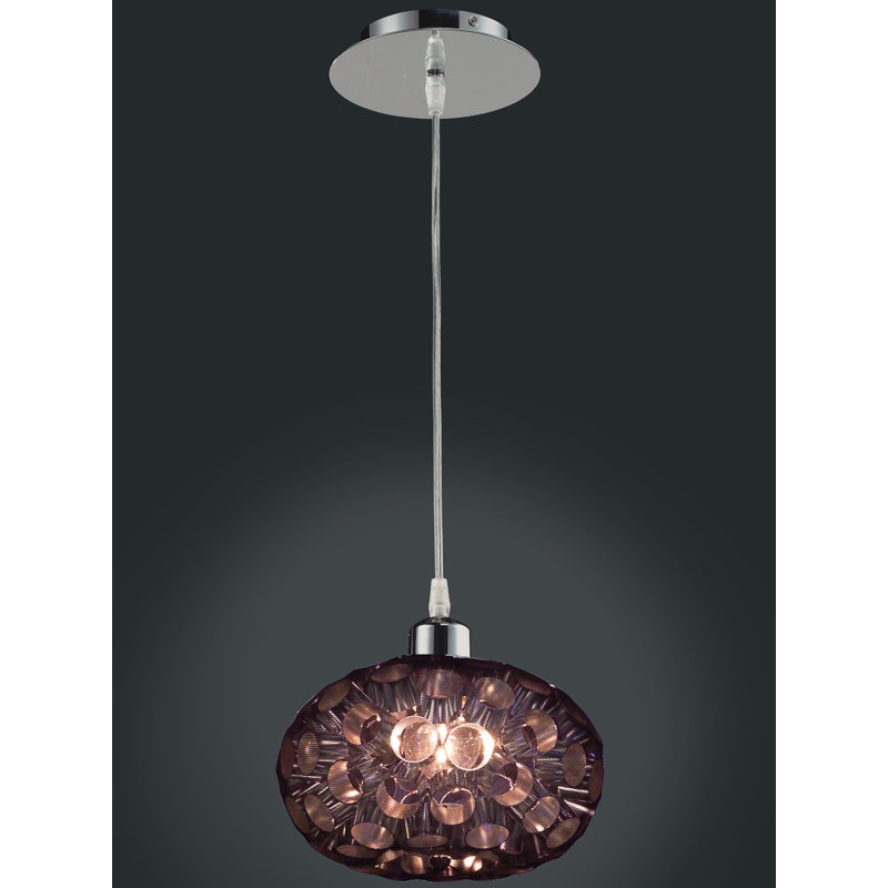 Luminaire sphère suspendu 1 lumières simple Laguna, Chrome avec abat-jour noirs