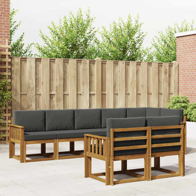 Ensemble de canapés d'extérieur avec coussins vidaXL 8 pièces naturel et anthracite