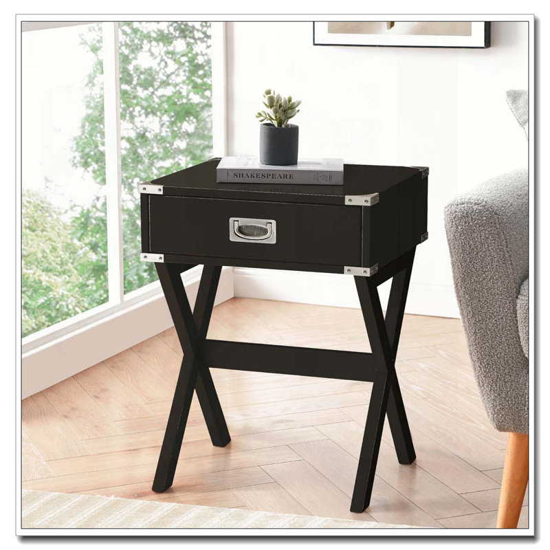 Black 1-drawer End Table, Black