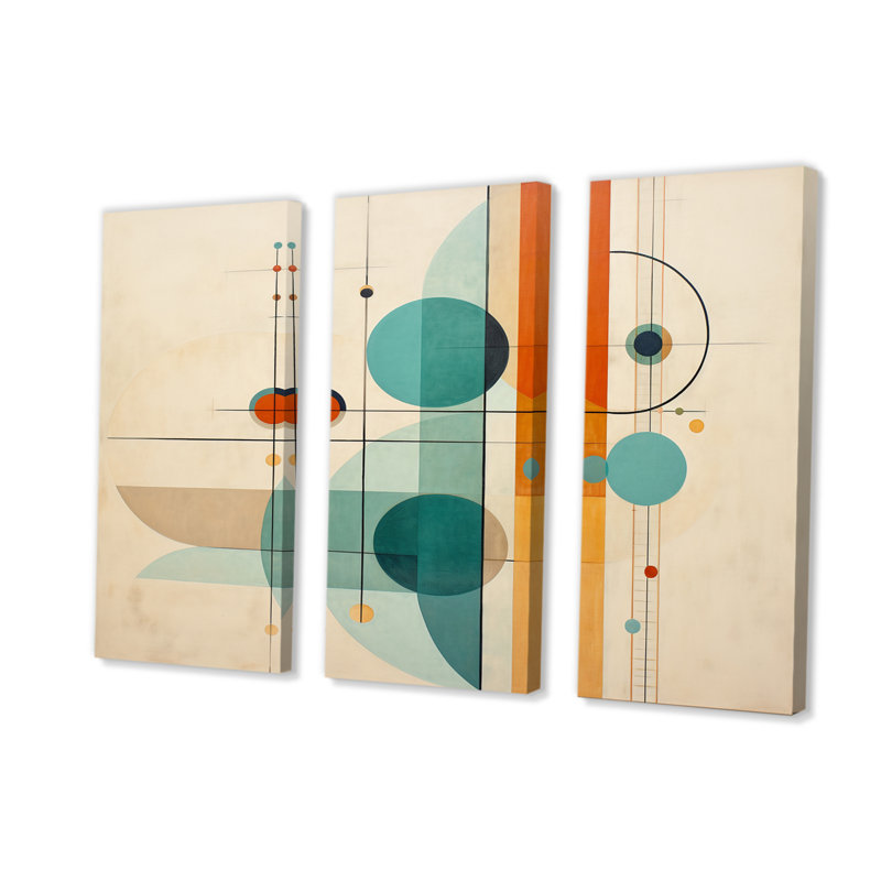 Serendipity Abstract Mid-Century Geometrics V 3 pièces, H 40 po x l 60 po x P 1 po