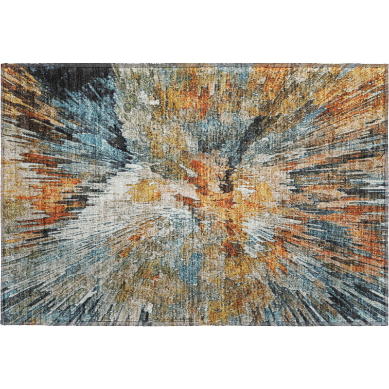 Premium Machine Washable Mayfield AMF2283 Abstract Rug, 1'8" x 2'6", Taupe