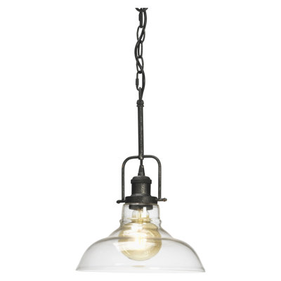 Doric 1 - Light Silver/Black Dome Pendant