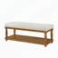 Banc capitonné en lin avec tablette de rangement, pieds en bois massif-133348759-133348766