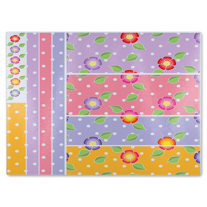 Bohemian Chic  Ink Pattern With Boho Feathers Glass Chopping Board, 40cm L x 28cm W