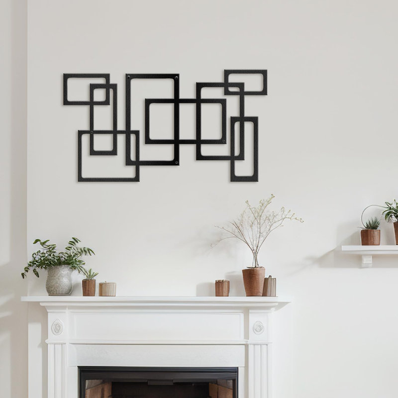 Wall Decor Metal, Black, 9" H x 18" W x 0.05" D