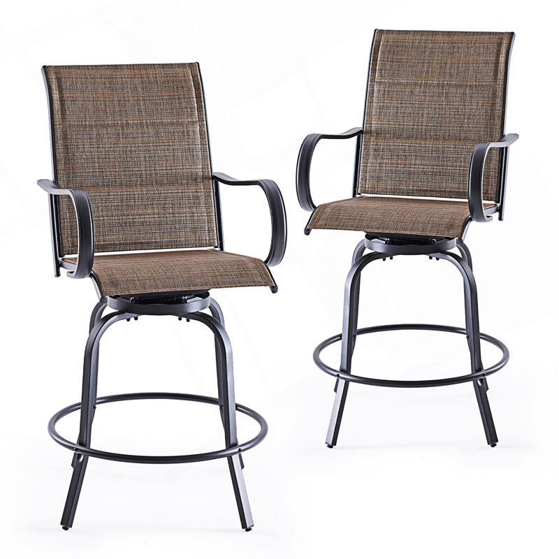 Ensemble de 2 tabourets de bar pivotants, tabourets de bar d'extérieur, chaises de bar d'extérieur toutes saisons