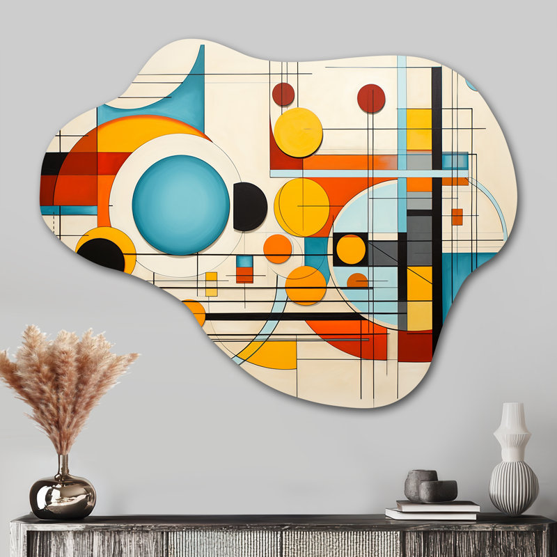 Décorations géométriques irrégulières en forme de nuage de style Mid-Century abstrait orange et bleu