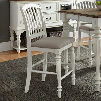 Cleckheat Slat Back Counter Chairs w/ Upholstered Seats by Laurel Foundry Modern Farmhouse