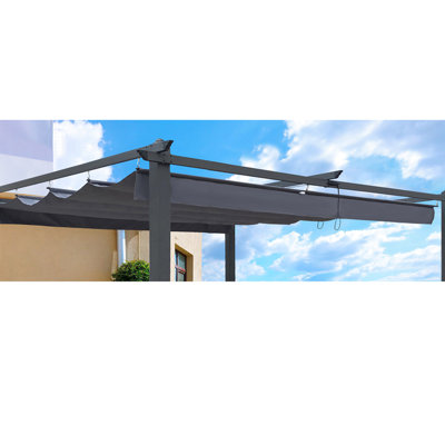 Toile de rechange pour pergola 4 x 3 m (13 x 10 pi) - Gris protégé, montage facile, imperméable et résistant aux UV