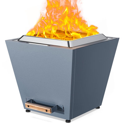 Foyer d'extérieur sans fumée de 20 pouces, bac à cendres coulissant, foyers d'extérieur portatifs, poignée de transport pour feu de camp de patio, acier inoxydable