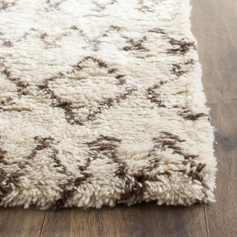 Clem Southwestern Handmade Tufted Wool Ivory/Brown Area Rug, Runner 2'3" x 6'