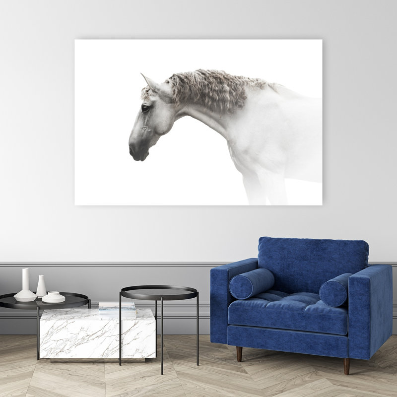 Art mural élégant cheval blanc minimaliste