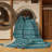 Washable Teal Light Gray Striped Area Rug-362185908