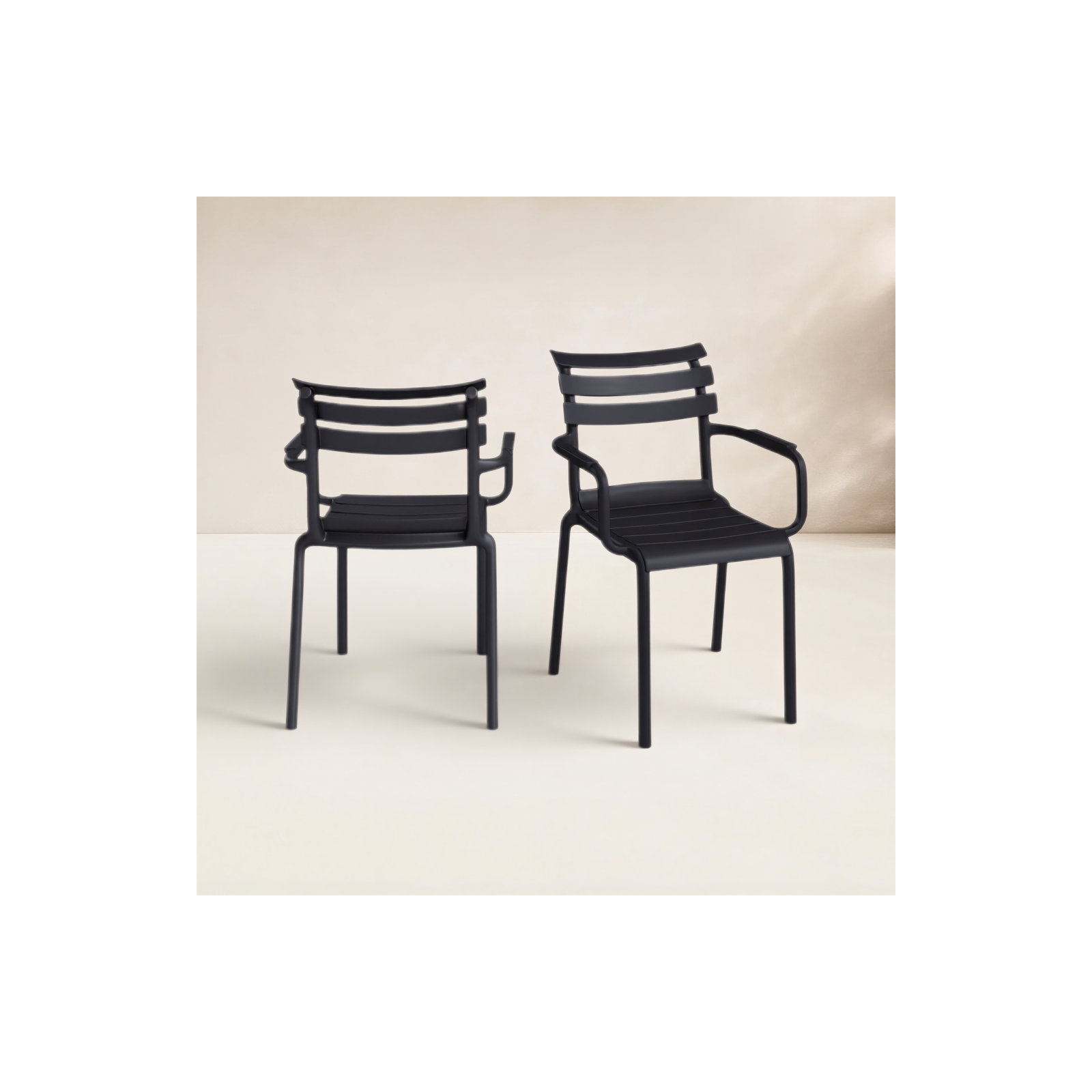 Aragons Stacking Patio Dining Armchair, Black