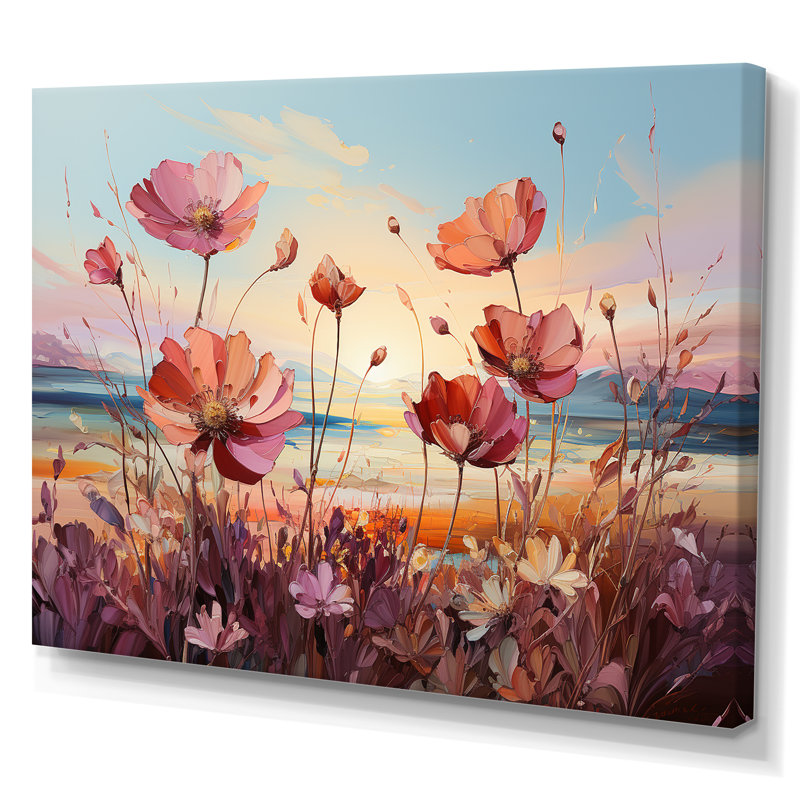 " Wildflowers Beach Sunset ", 30" H x 40" W x 1.5" D, Wrapped Canvas