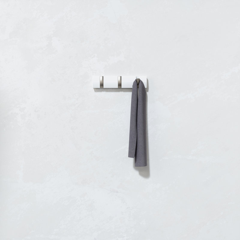 Ainikki Solid Wood Wall 3 - Hook Wall Mounted Coat Rack, White/Nickel