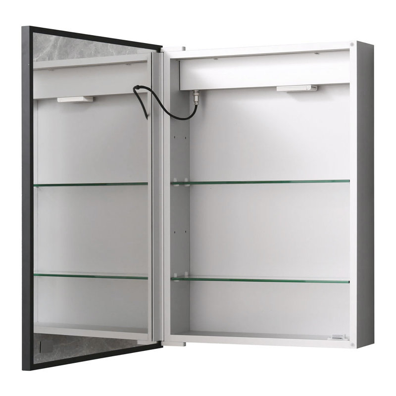 Alexzia 500mm W 700mm H Surface Framed Medicine Cabinet Mirror 3 Adjustable