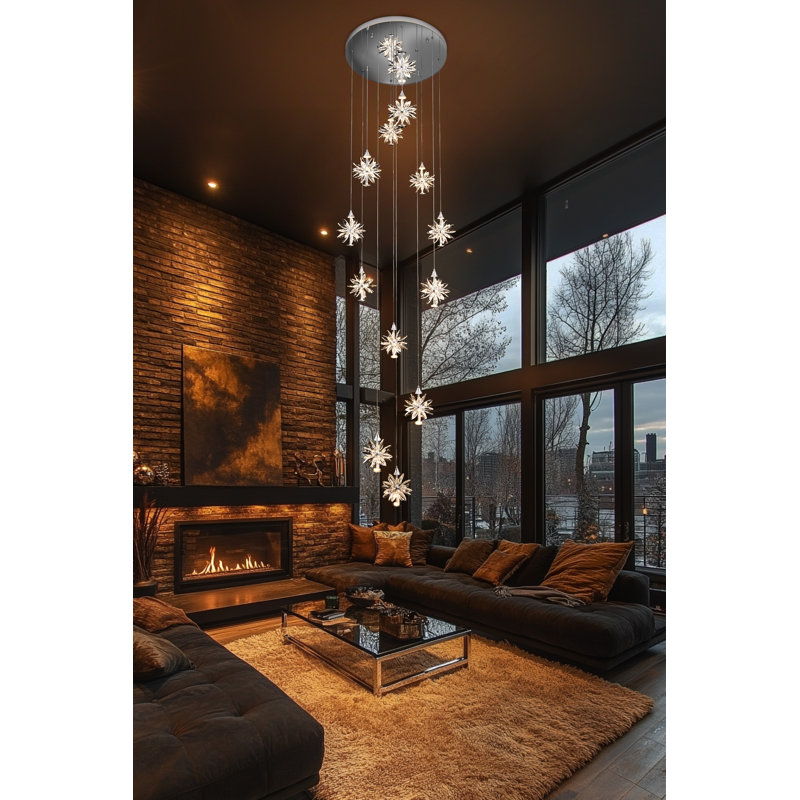 Lustre en cristal de luxe à DEL 12 lumières à intensité variable moderne réglable, Chrome