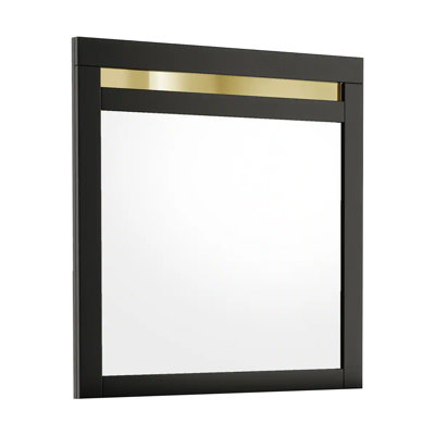 41.4"W Contemporary Mirror, Black/Gold