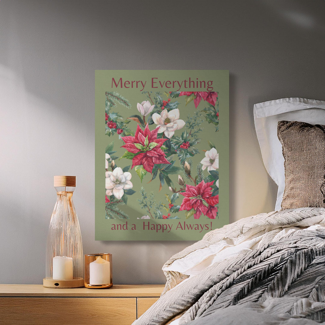 Festive Botanical Christmas Canvas Wall Art