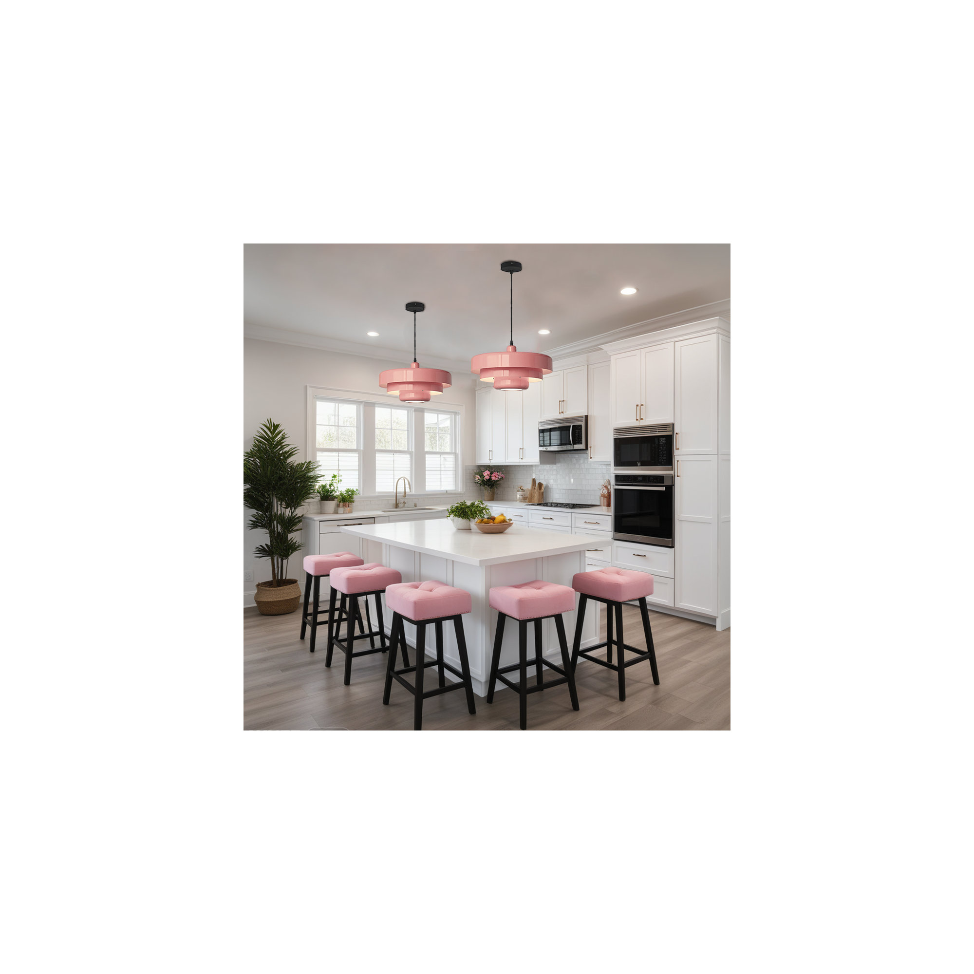 Epone 0 Light Iron Pendant, Pink