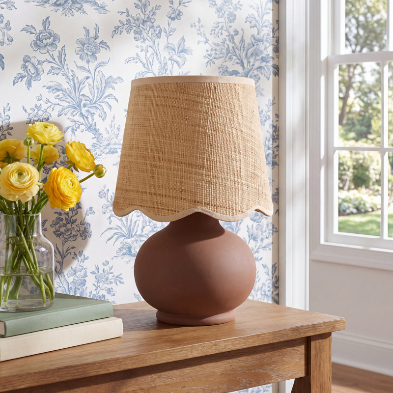 Momsen Table Lamp, Brown, Natural, 13"H x 8"W x 8"D